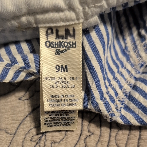 OshKosh B'gosh Kids Blue and White Striped Overalls - Picture 2 of 3